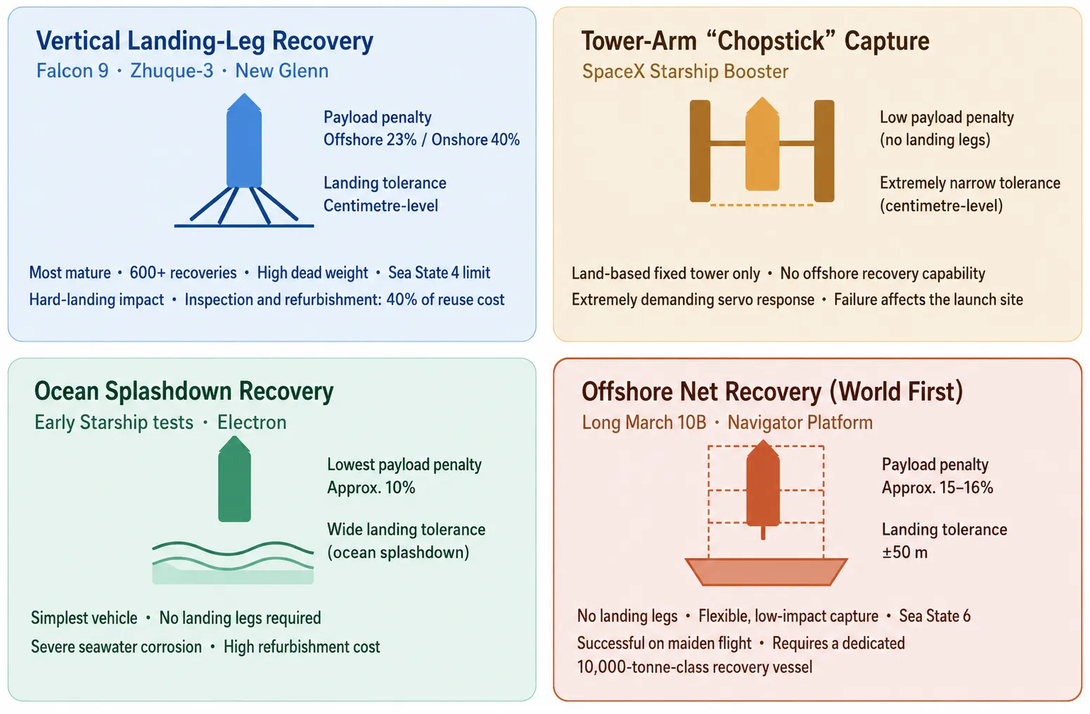 Comparison of Four Rocket Recovery Approaches