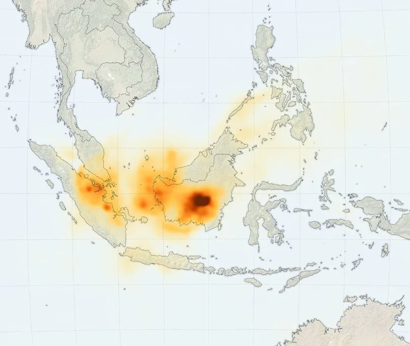 NASA GEOS-FP model simulation of organic carbon plume dispersal, September 17, 2019. Image NASA Global Modeling and Assimilation Office