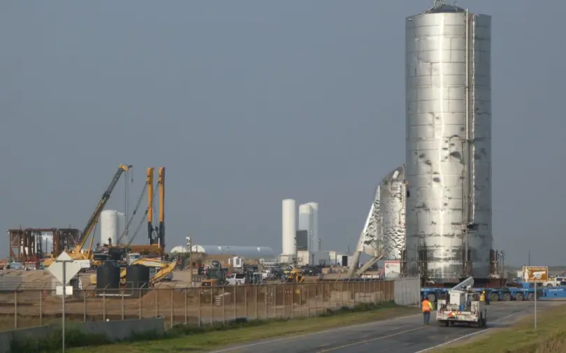 Starship Mk1 arrives at launch site ahead of flight test