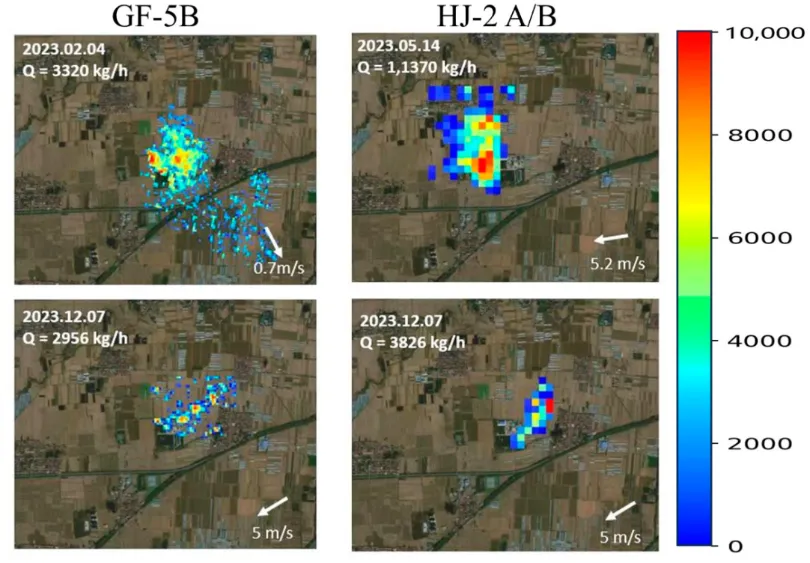 Real retrieval results from different satellites