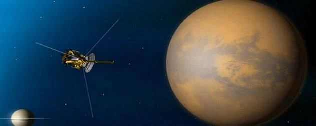 Cassini conducting fly-by of Titan to sniff its atmosphere