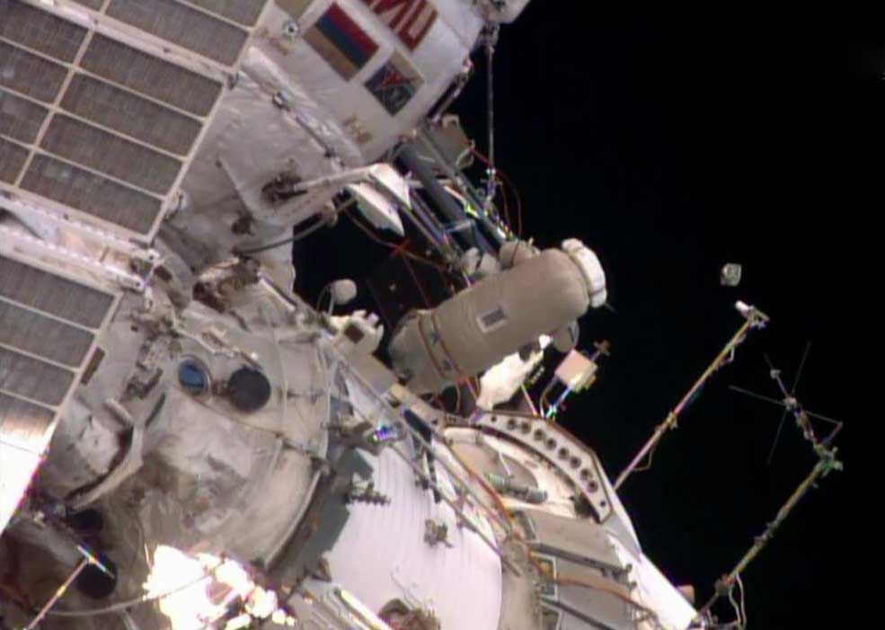 Cosmonauts Manually Deploy Peruvian Satellite During Spacewalk