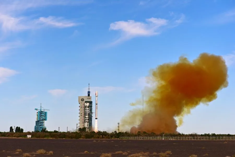 A Long March-4B rocket carrying the Haiyang-2E satellite blasts off from the Jiuquan Satellite Launch Center in northwest China, July 2, 2026. Photo by Wang JiangboXinhua.