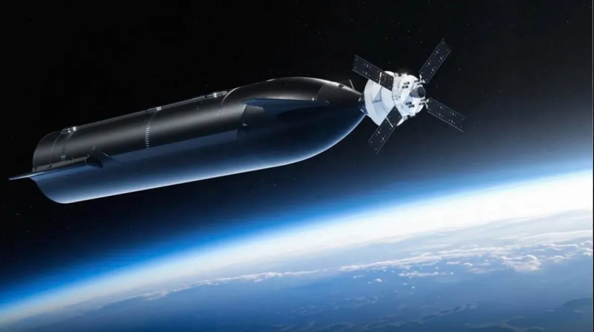 Render of Starship and Orion docked on Artemis III, scheduled for mid-2027. (Image credit: SpaceX)