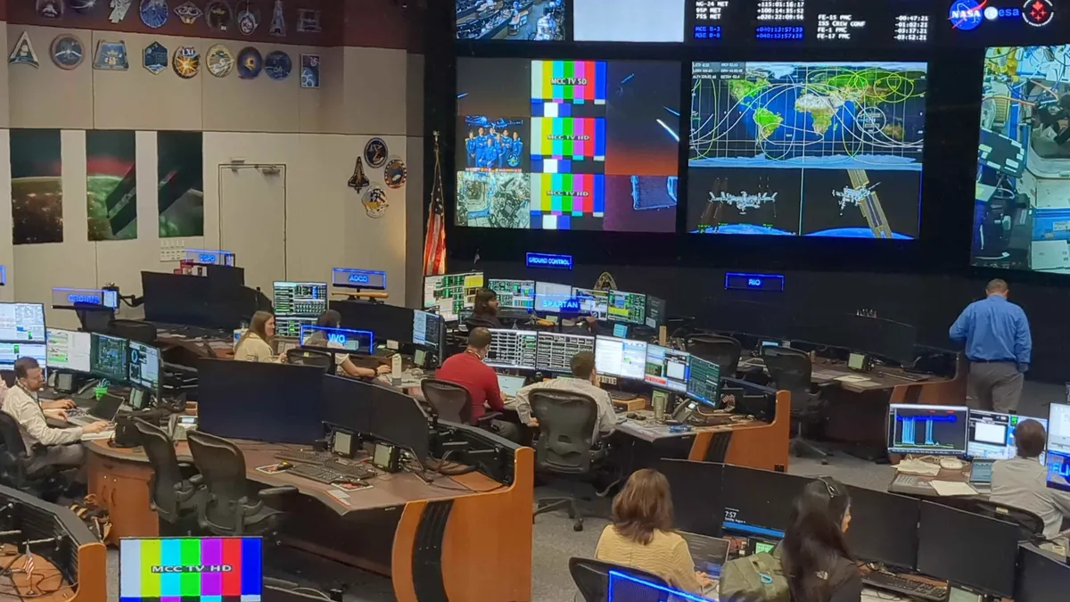 The mission control room at Johnson Space Center in Houston. (Image credit: Elizabeth Howell/Future)