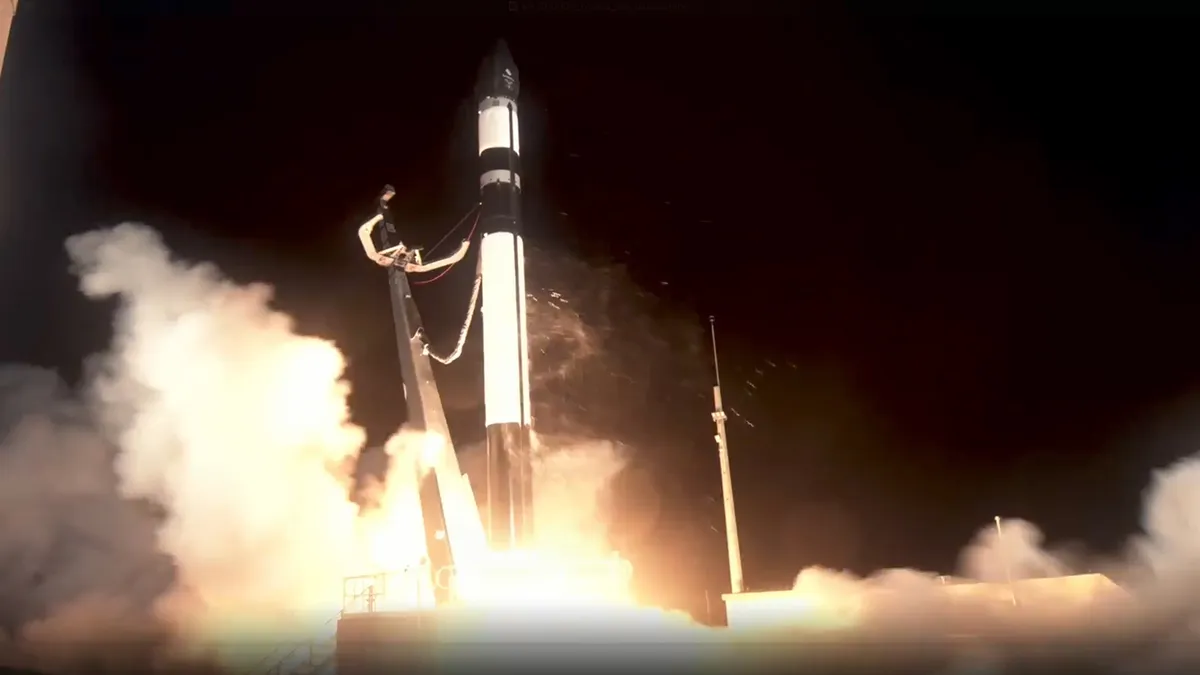 A Rocket Lab electron rocket launches the 'Owl Around the World' mission from New Zealand on Sept. 2, 2026. (Image credit: Rocket Lab)
