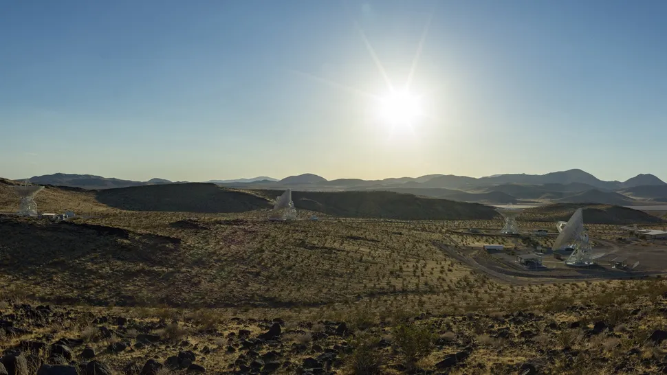 Antennas at the Deep Space Network's Goldstone complex near Barstow, California. The recently completed Deep Space Station 23 is in the foreground to the right. (Image credit: NASA/JPL-Caltech)