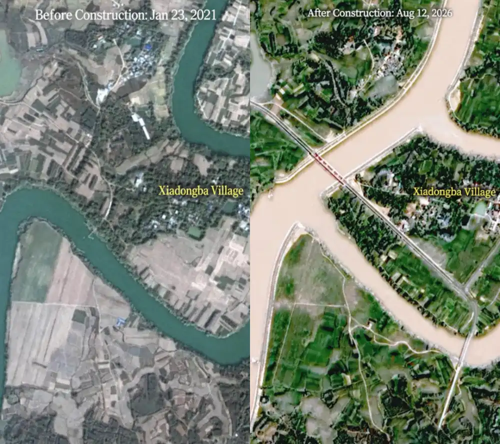 Before-and-After Images of Dongba Village Bridge Construction
