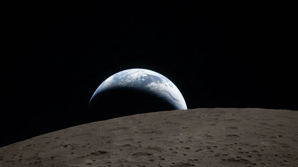 Earthset over the moon, captured by the astronauts of NASA's Artemis II mission on April 6, 2026. (Image credit: NASA)