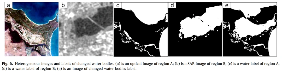 Heterogeneous images and labels of changed water bodies.