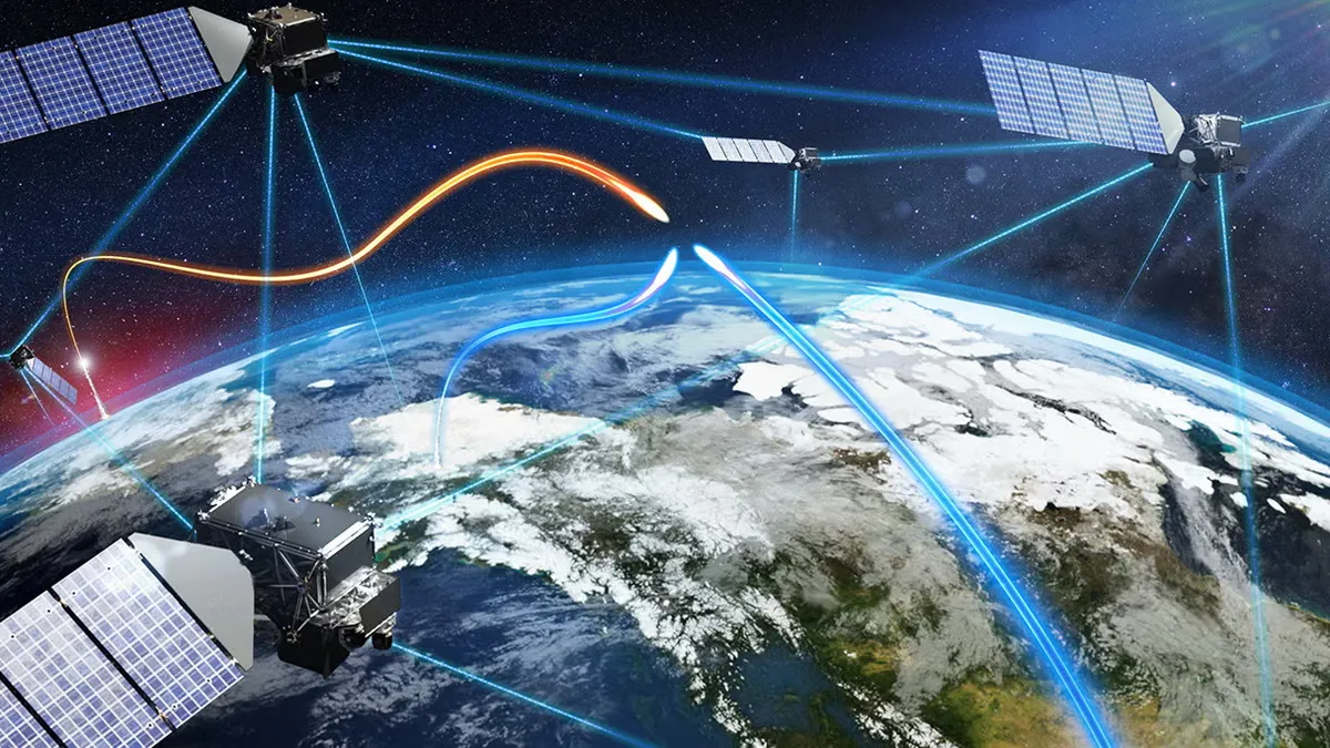 Illustration of part of a Golden Dome satellite constellation. (Image credit: L3Harris)