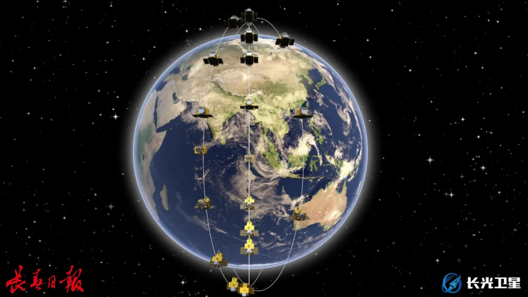 Illustration of the Jilin-1 stereo mapping satellite cluster