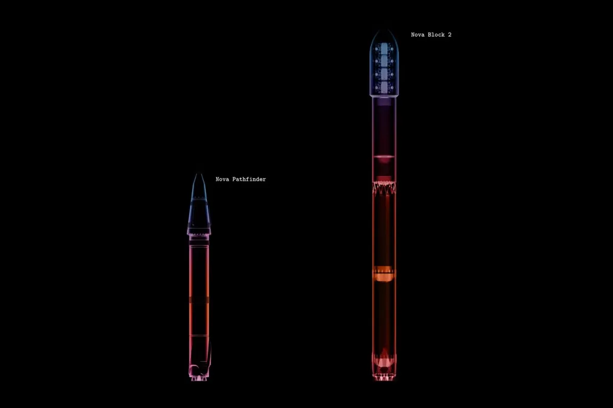 Nova Pathfinder next to Nova Block 2. (Image credit: Stoke Space)