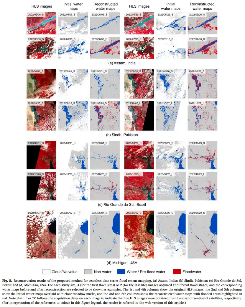 Reconstruction results of the proposed method for seamlesstime series flood extent mapping.