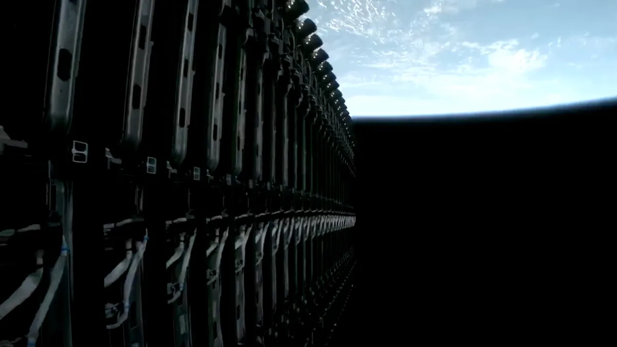The upper stage of a SpaceX Falcon 9 rocket, before it deployed its payload of 27 Starlink satellites into orbit on Sept. 19, 2026. (Image credit: SpaceX)