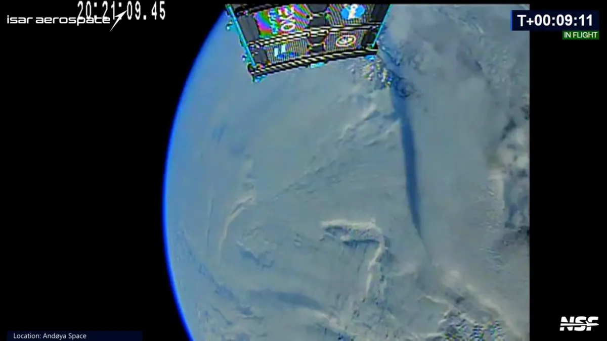 The view from the second stage of Isar Aerospace's Spectrum rocket after it reached orbit on Sept. 5, 2026. (Image credit: Isar Aerospace/NASASpaceflight)