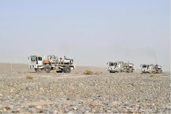Vibroseis operation in a Gobi area