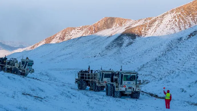 Vibroseis operation in a snow-covered area