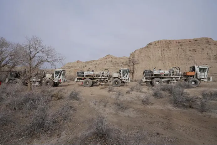 Vibroseis operation on a loess tableland