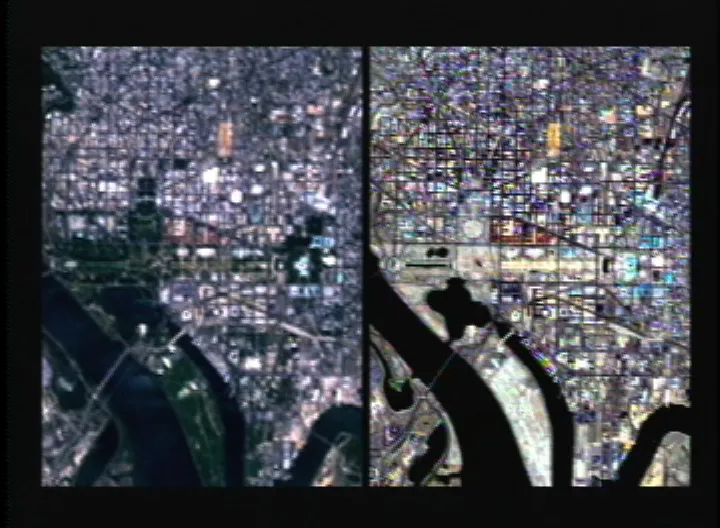 Landsat imagery of Washington, D.C., before (left, 30 m) and after pansharpening (right, 15 m). Credit NASAGoddard Space Flight Center Scientific Visualization Studio.